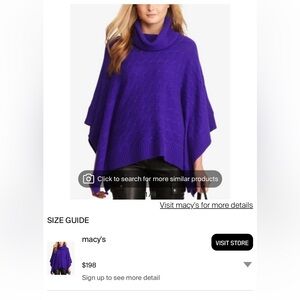 Polo Ralph Lauren Wool Cashmere Blend Cable Knit Poncho Medium in British Purple